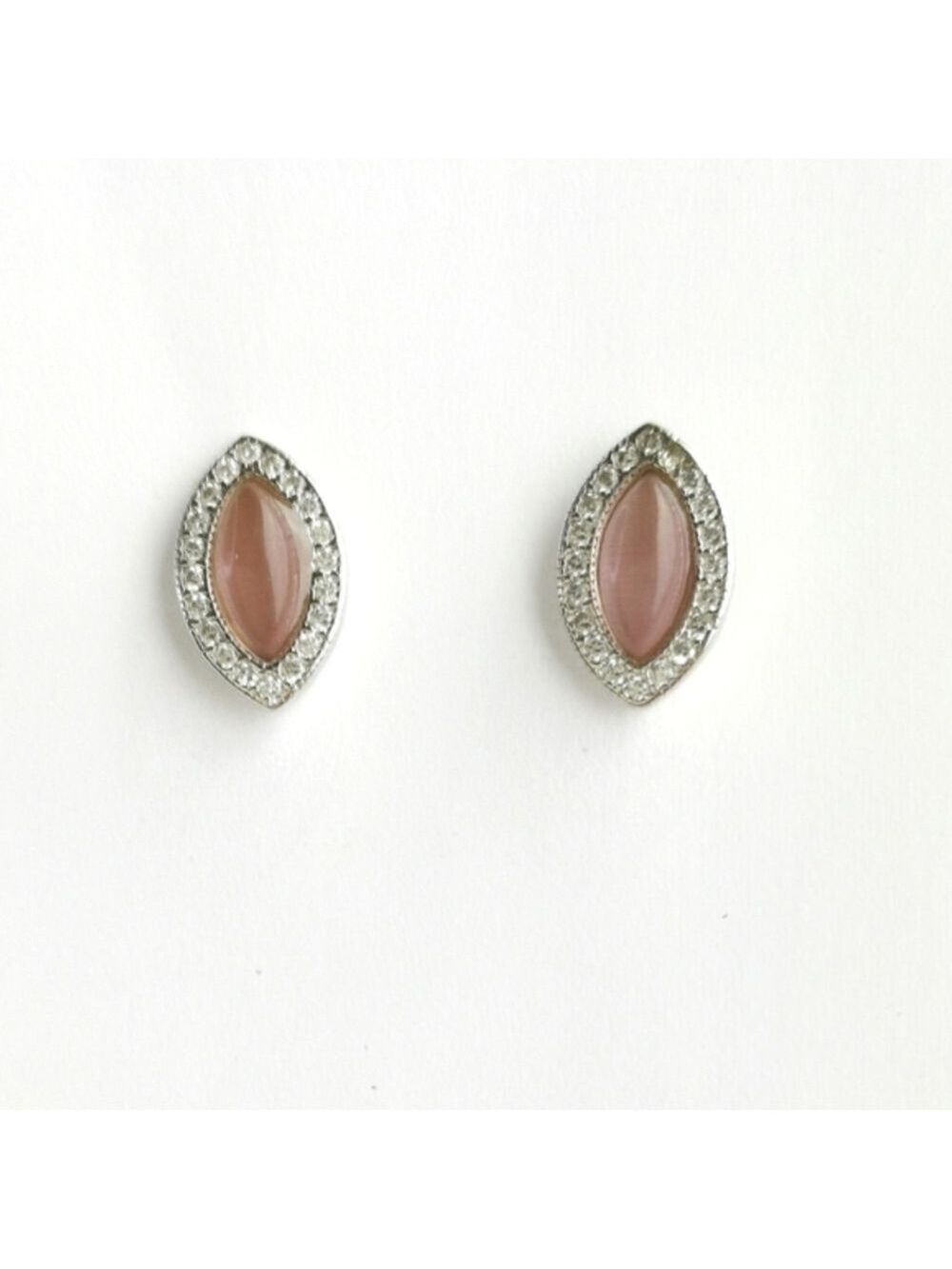 Pink Chalcedony CZ Halo Stud Earrings sterling silver 🆕